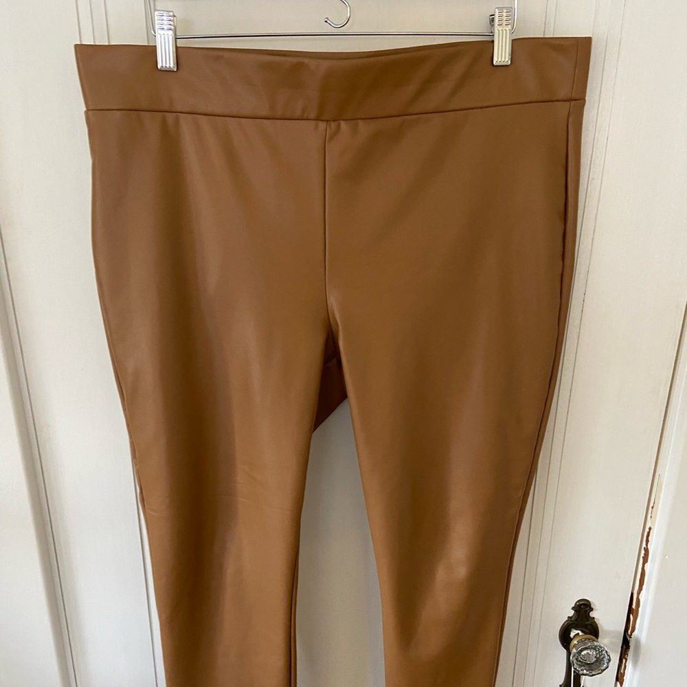 LOFT faux leather leggings XL in tan